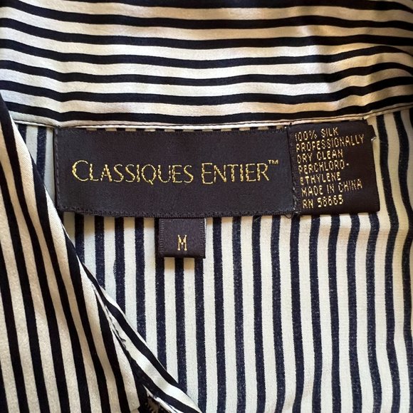 Classiques Entier Black and White Stripe Silk Blouse M - Picture 6 of 10